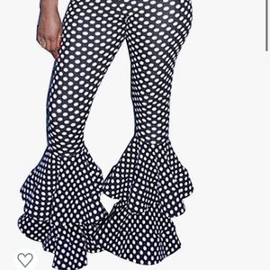 Polka Dot Ruffle Bell Bottom Pants